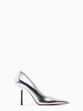 Zara Metallic Silver Pointed-Toe Stiletto Pump